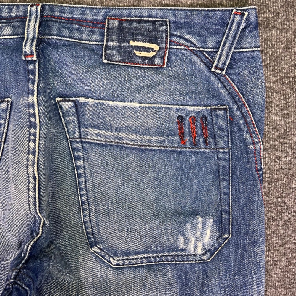 Diesel Jeans Mens 34x27 Blue Grunge Baggy Straight Y2K Button Fly‎ Hemmed Retro - Picture 14 of 16